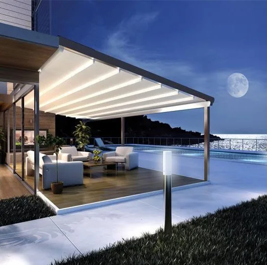 Commercial Retractable Canopy Pergola Bioclimatic Price Folding Electric Aluminum Pergola Set