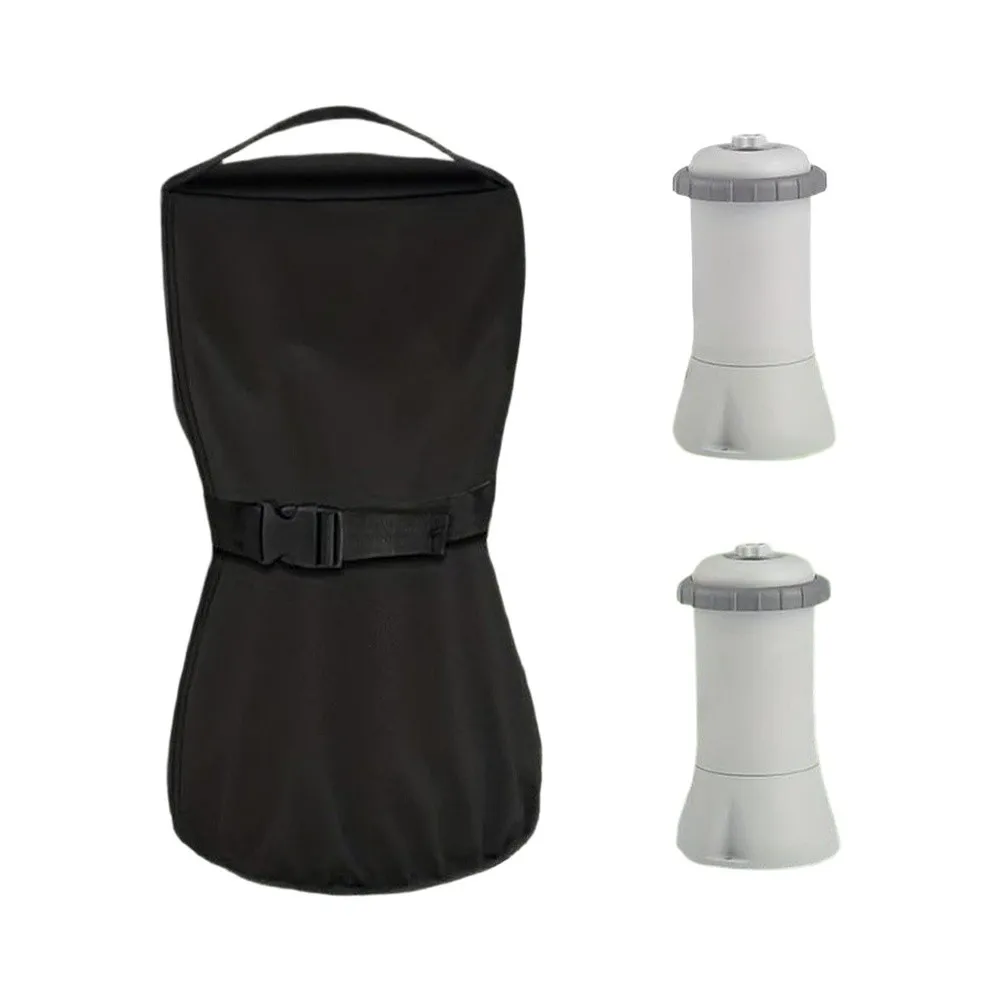 Pool Pump Cover for Sand Filter Waterproof 8.6 x 13.7 Inches Black Oxford Fabric with Drawstring Wind Resistant