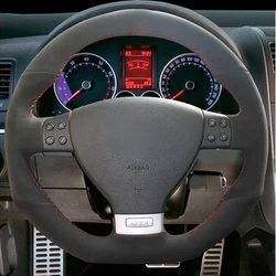 DIY Black Suede Leather Car Steering Wheel Cover For Volkswagen Golf 5 Mk5 GTI VW Golf 5 R32 Passat R GT 2005