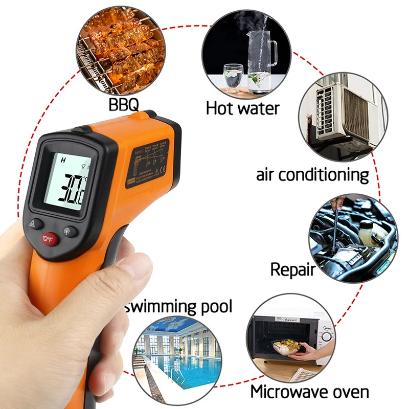 Infrarood Thermometer Non Contact Laser Pyrometer Industriële Digitale Ir Temperatuur Meter Point Gun -50 ~ 400 ℃-58 ~ 752F