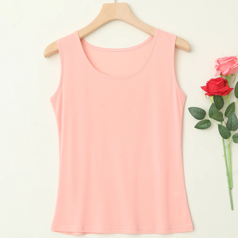 

Silk Twisted Wide oulder Vest Color Versatile Silk round Ne Svel Top Slimming Simple B8828