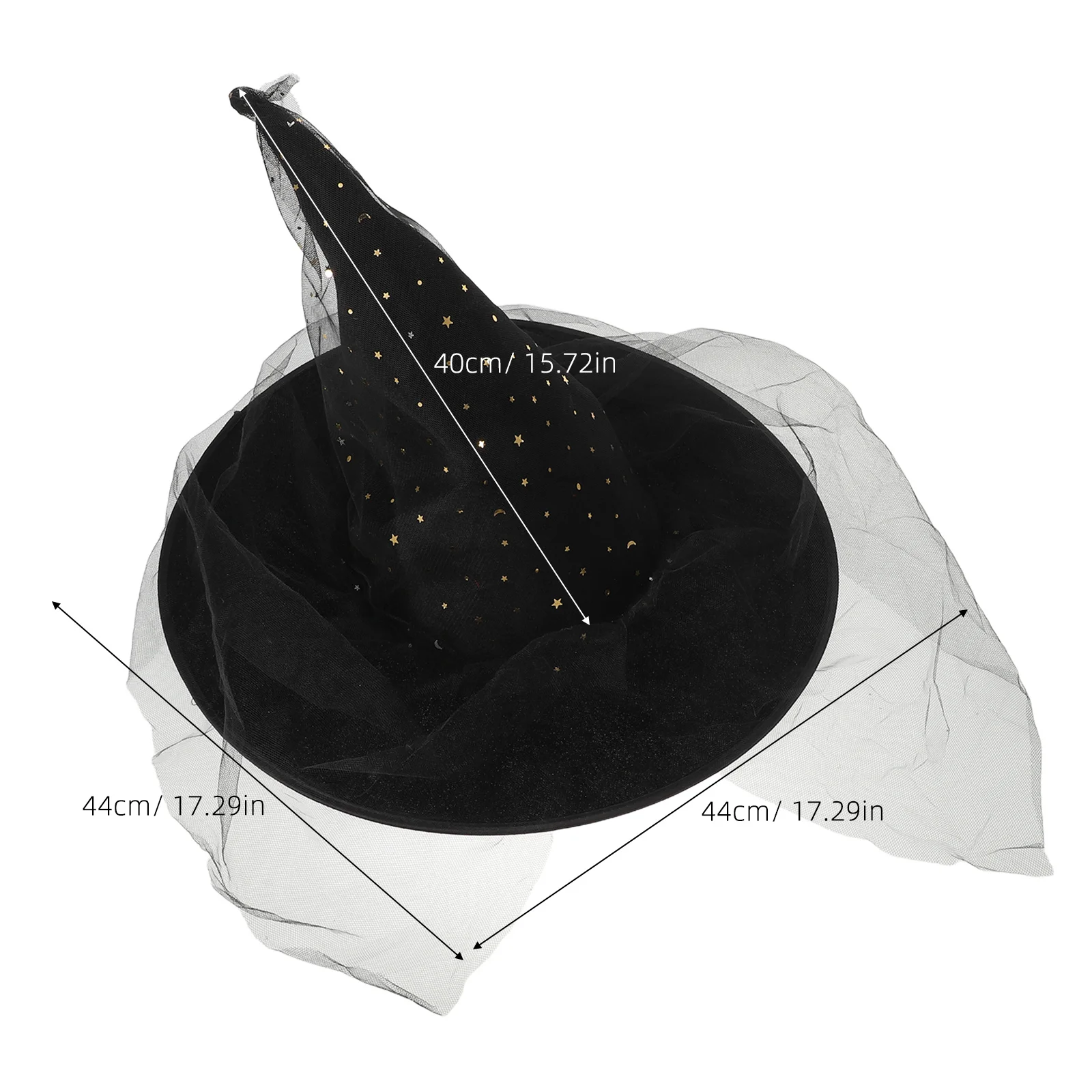 หมวกวิเศษตาข่ายขนาดใหญ่สำหรับผู้ใหญ่ ปีกกว้าง ปลายแหลม สำหรับคอสเพลย์ งานปาร์ตี้ฮาโลวีน ของตกแต่ง ถ่ายรูป อุปกรณ์ประกอบชุดแฟนซี