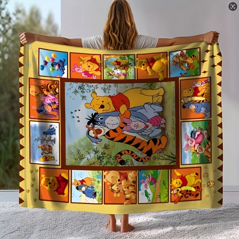 

Disney Winnie the Pooh Digital Print Patchwork Flannel Blanket Soft and Cozy for Outdoor Camping Round Perfect Gift Enthusiasts