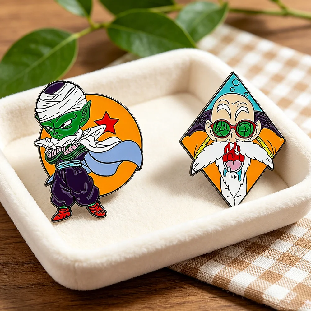 Anime Emaille-Pins - Von Piccolo & Roshi inspirierte Sammel-Anstecknadeln, niedliche Manga-Charakter-Broschen zur Dekoration von Rucksäcken und Taschen