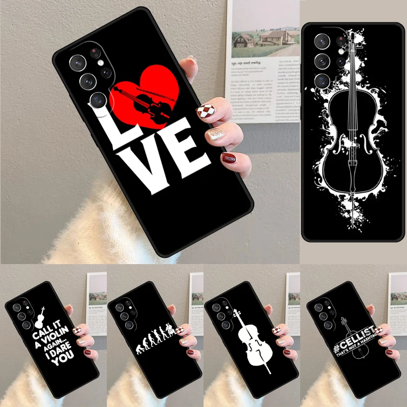 Cover For Samsung Galaxy S24 Ultra S21 S22 S8 S9 S10E Note 10 20 Plus FE S23 Cello Music Instrument Art Phone case Coque