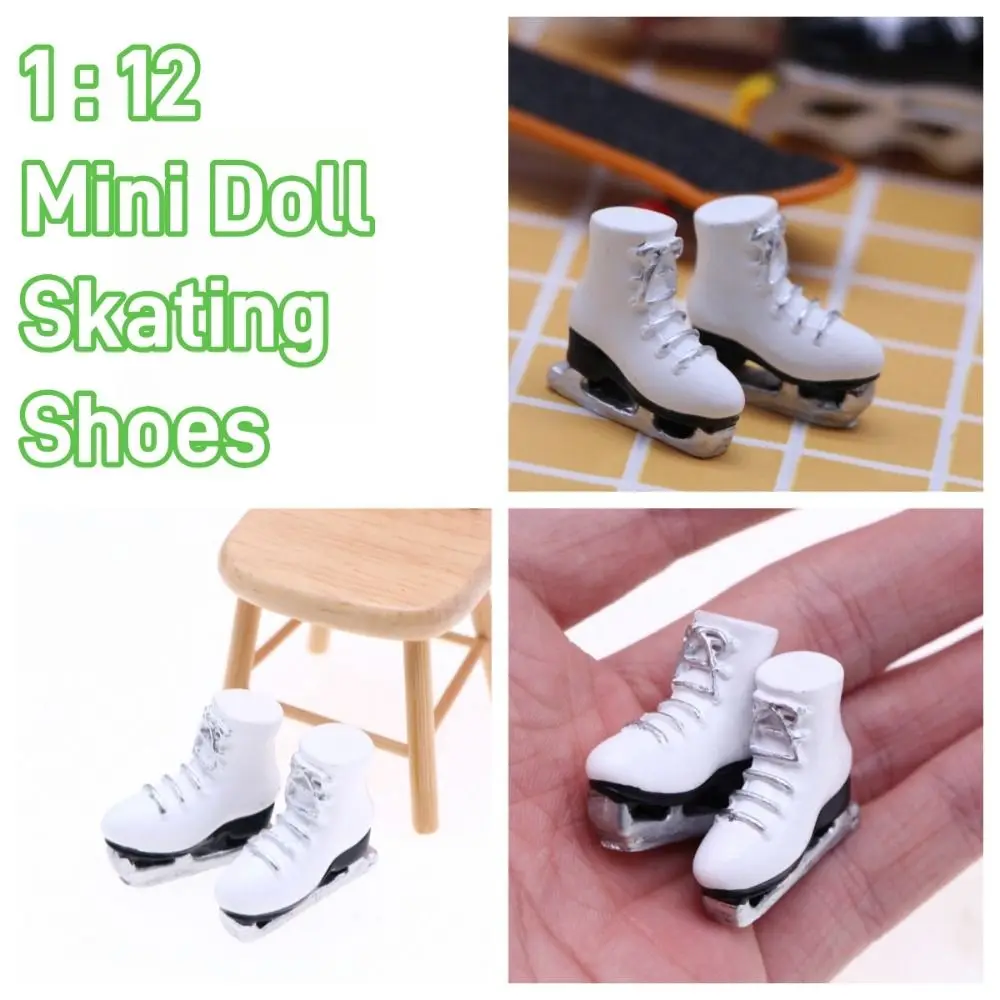 2 pairs New Mini Doll Skating Shoes PVC White High Top Shoes Cute Toy Accessories Dollhouse Miniature for Girls Children