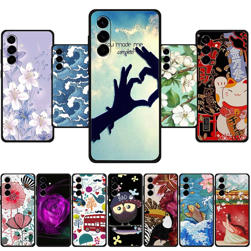 3D Flower Emboss Funda For Samsung Galaxy S26 Case Soft Black Silicone Phone Case For Galaxy S26 Cover Shell Coque MilitaryGrade