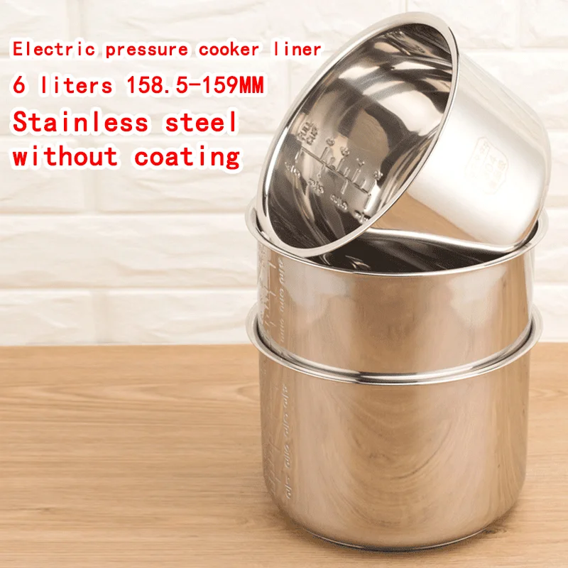 Electric Pressure Cooker Liner Stainless Steel 304 Food Grade Multi-Bowl Soup Porridge Pot Bile Cooker Accessories 6 Liters 158