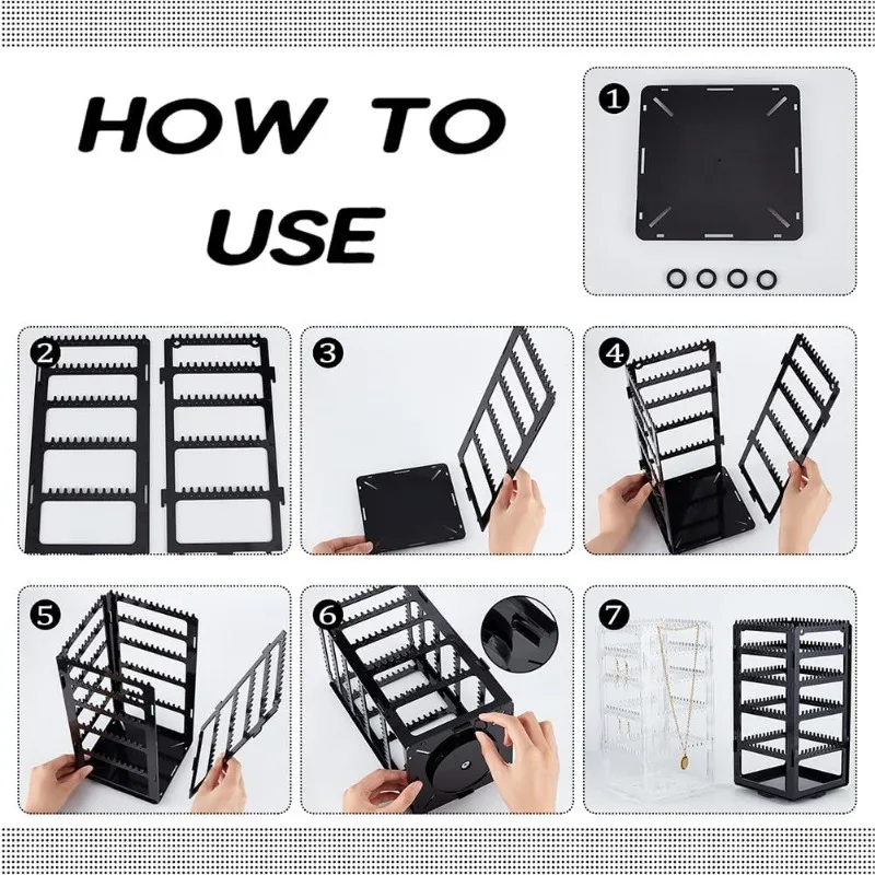 1 مجموعة الدورية مجوهرات المنظم 360 درجة واضح لخواتم أساور الساعات مجوهرات عرض مخزن حوالي 110 زوج القرط