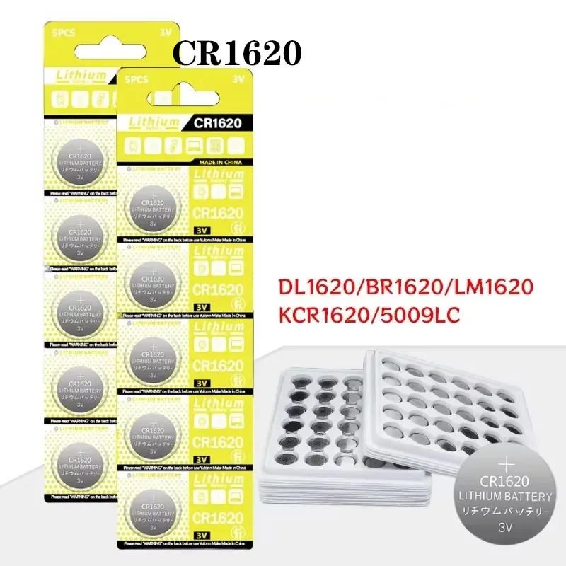 

CR1620 3V DL1620 BR1620 ECR1620 5009LC LM1620 CR 1620 KCR1620 30mAhLithium Button Battery Coin Cell Watch Calculators Batteries