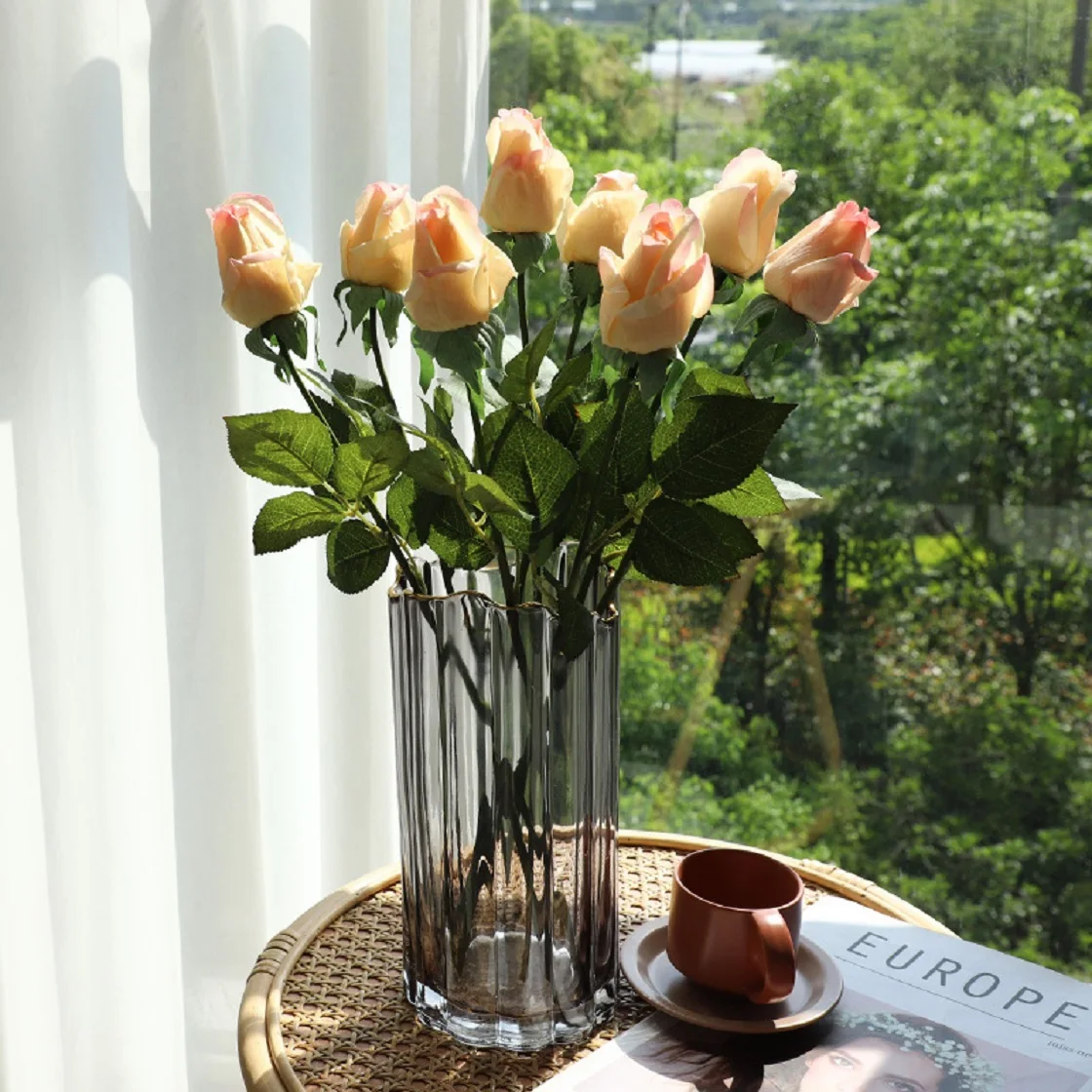 

Simulated rose touch moisturizing rose artificial flower plant wedding home decoration potted plant flower arrangement green pla