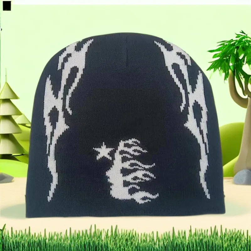 

Men Women Hip-hop Dark Style Jacquard Organic Skeleton Letter Knitted Beanie Warm Fashion Street Versatile Hats
