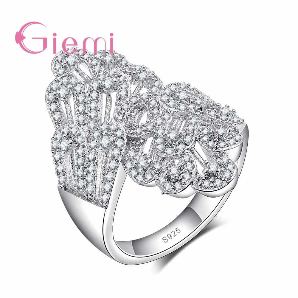 มีสไตล์หลงใหล Bold สไตล์อินเทรนด์แหวน 925 เงินสเตอร์ลิงแหวนหมั้นผู้หญิงคริสตัลสีแดงคุณภาพสูง