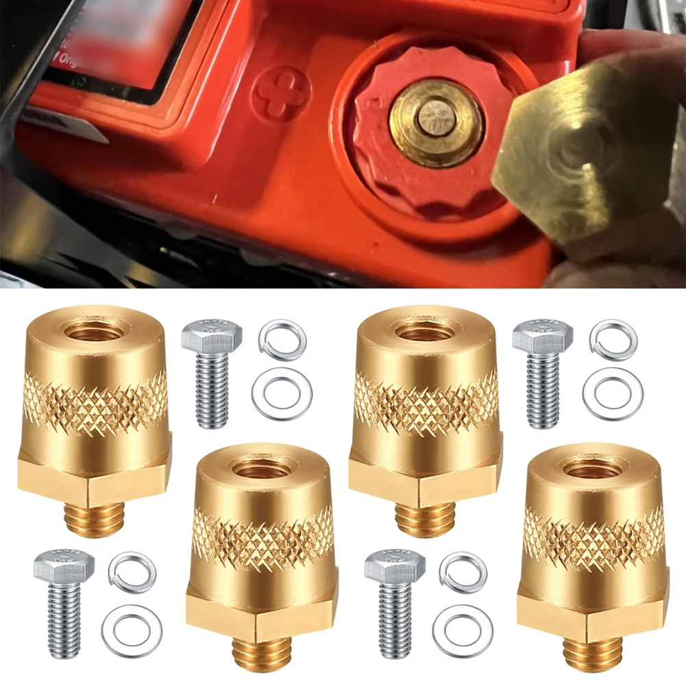 2x M8 النحاس محولات طرفية البطارية مجموعة مع مسامير وغسالات لسيارة دراجة نارية شاحنة قارب RV اكسسوارات إلكترونيات السيارات #2