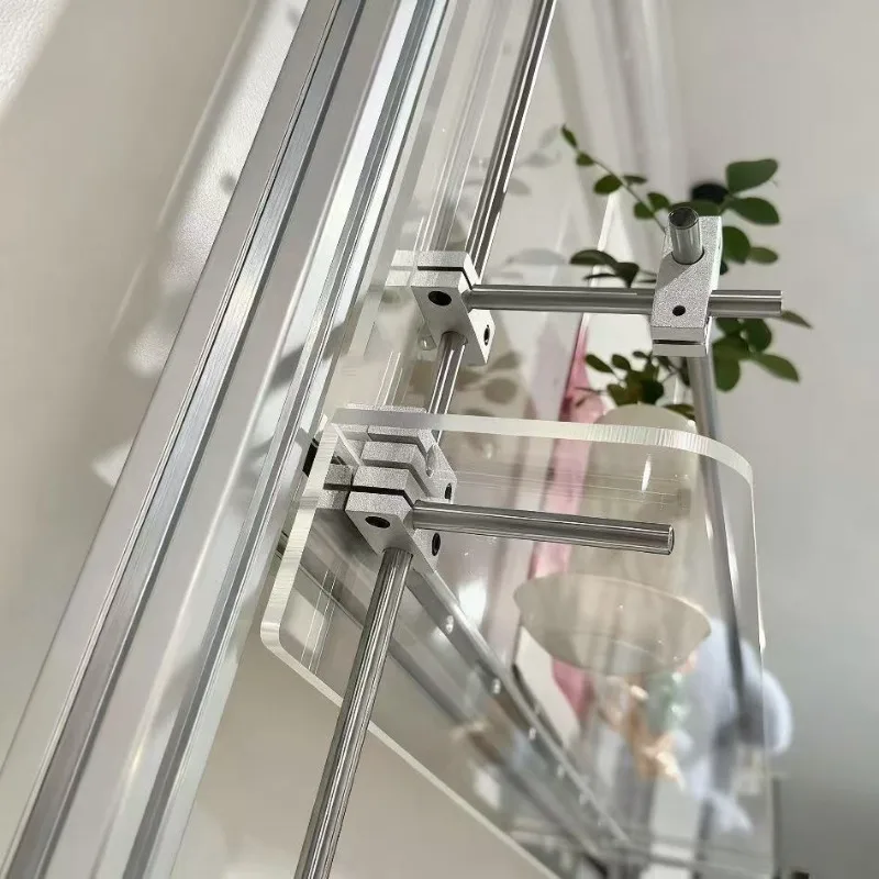 No punching, Dintianli aluminum profile acrylic shelf, floor storage, living room display rack, partition function rack
