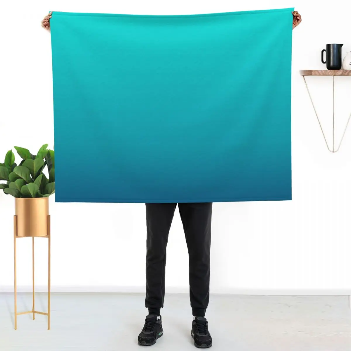 

preppy summer beach teal blue turquoise ombre Throw Blanket Breathable Lightweight Blanket for Adults Kids