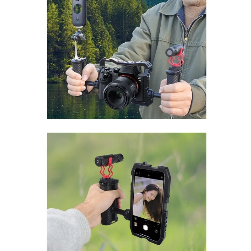 1pc Universal Side Handle Grip Handgrip with 1/4 Screw Mount Cold Shoe Mount for DSLR Camera Cage Protective Frame Accessory