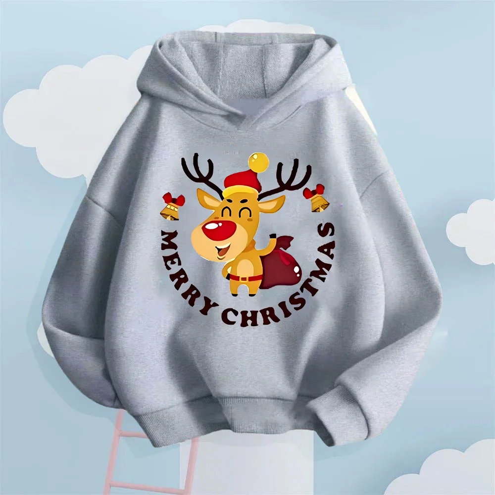 

Autumn and winter children's Christmas theme sweatshirts for boys and girls fashion trendy loose long-sleeved warm hoodies