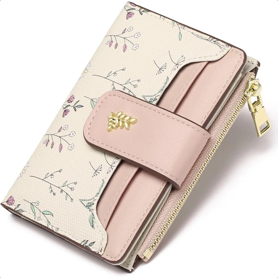 

Small Wallets for Women RFID Blocking Leather Bifold Zipper Pocket Wallet Credit Card Holder with ID Window