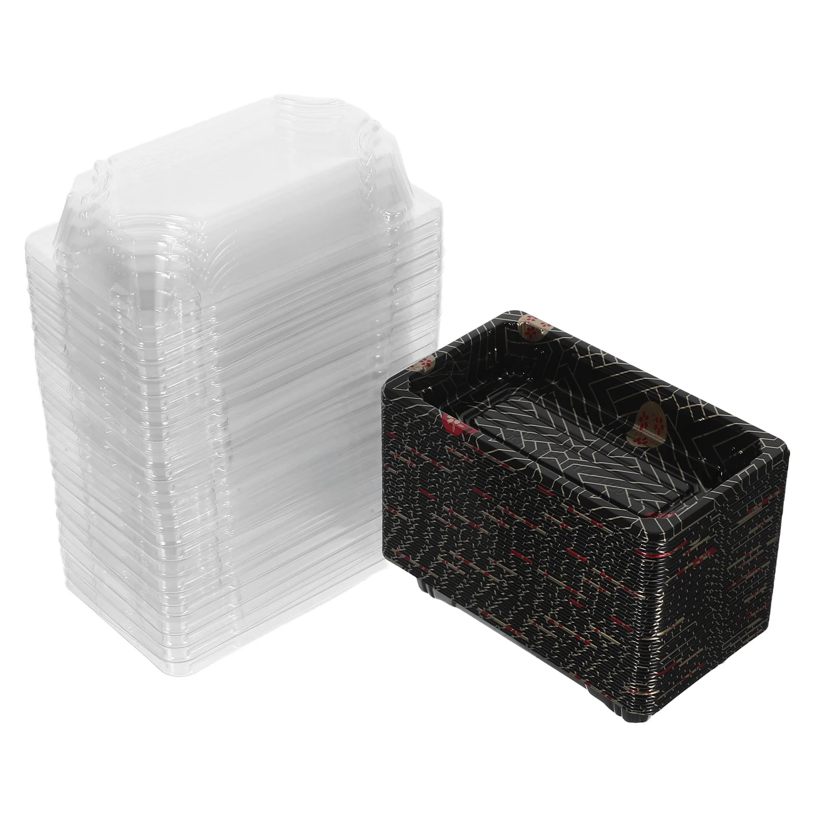 

50 шт., контейнер для суши в японском стиле, прозрачная крышка, многоразовая прямоугольная коробка для хранения еды, органайзер для обеда, поднос для закусок