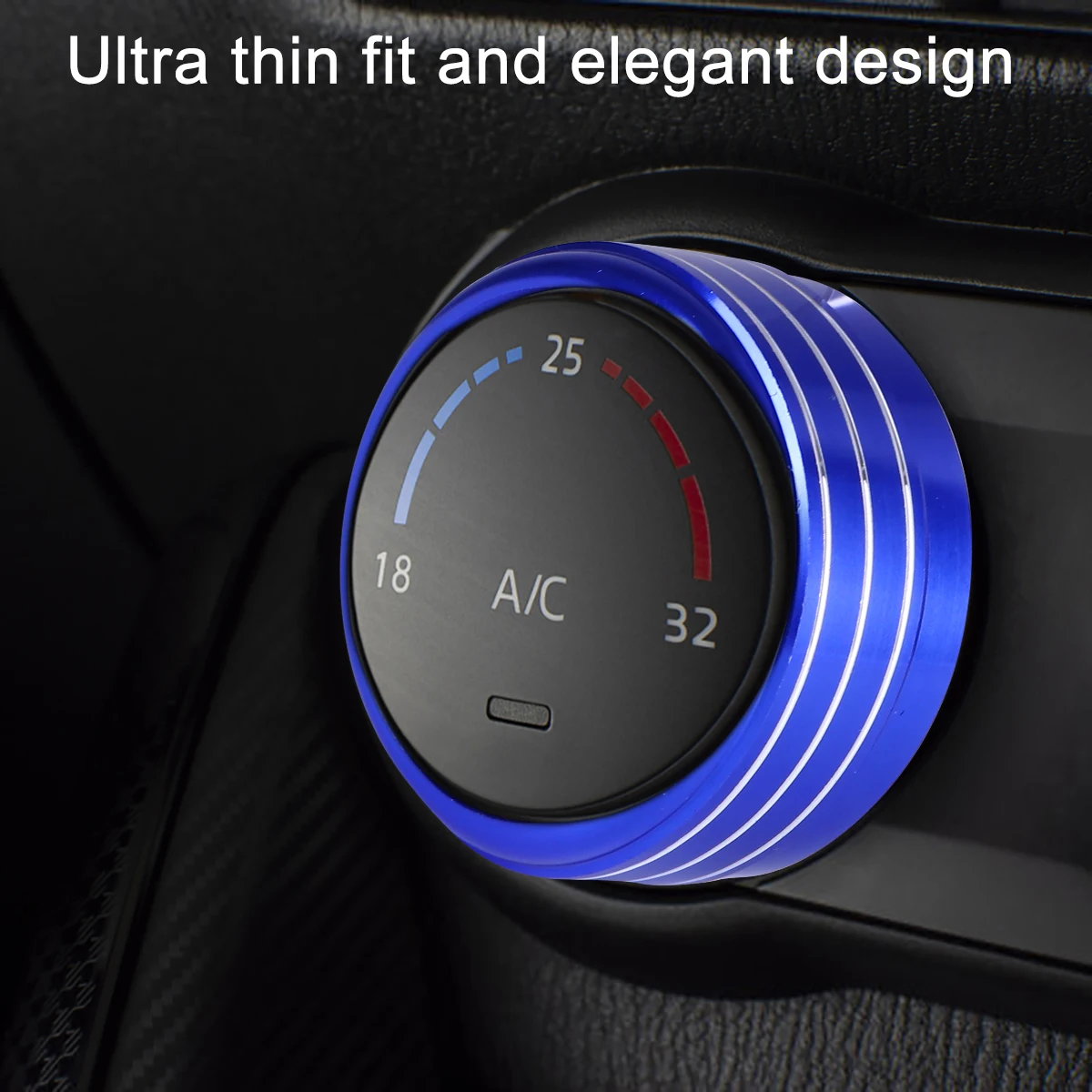 

3Pcs Anodized Aluminum Air Condition Button Ring Covers Stylish Car Accessory Equipment Decoration Durable Knobs