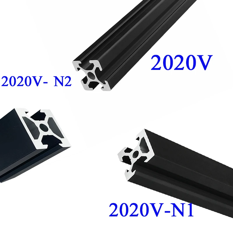 1pc Black 2020 2020V 2020N1 2020V-N1 2020N2 2020V-N2 V-Slot Aluminum Profile European Standard 3D Printer Aluminum Extrusion DIY