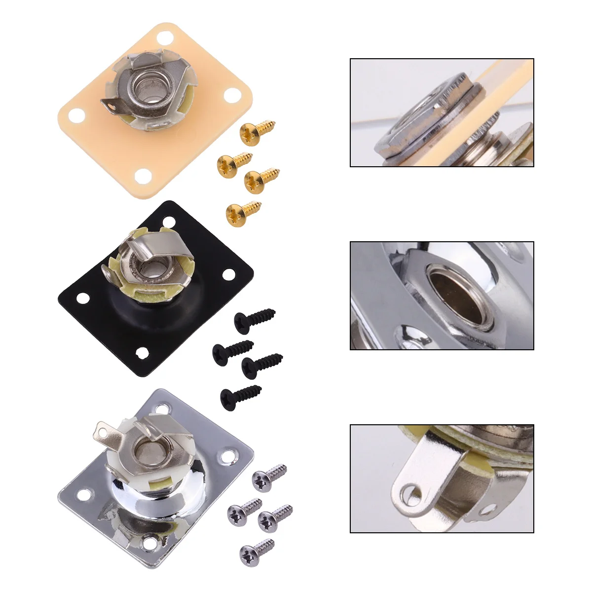 

3 set Guitar Jack Plate Square Shaped Socket For Electric Guitar Mounting Plate Replacement Holes Instrument