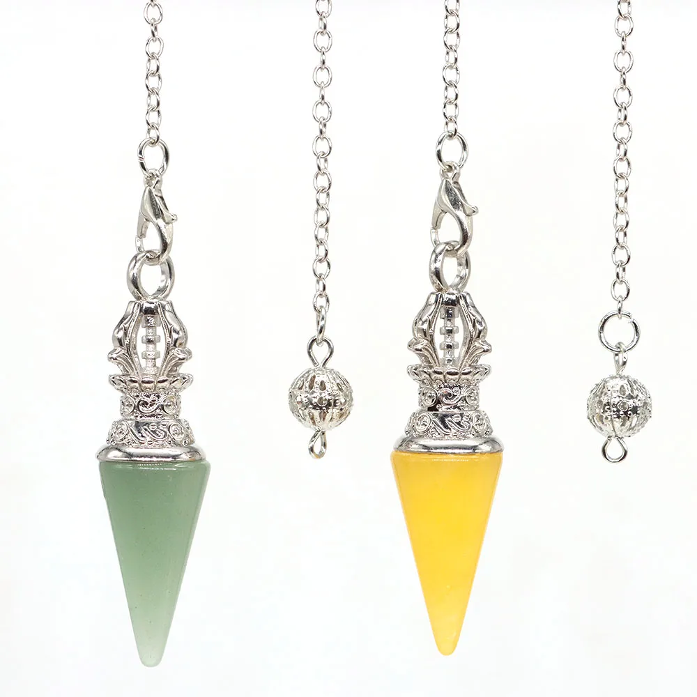 Crystals Divination Pendulums for Dowsing Natural Stone Pendant Amulet Pendulum Divination Pendulos Necklaces Jewelry Gifts