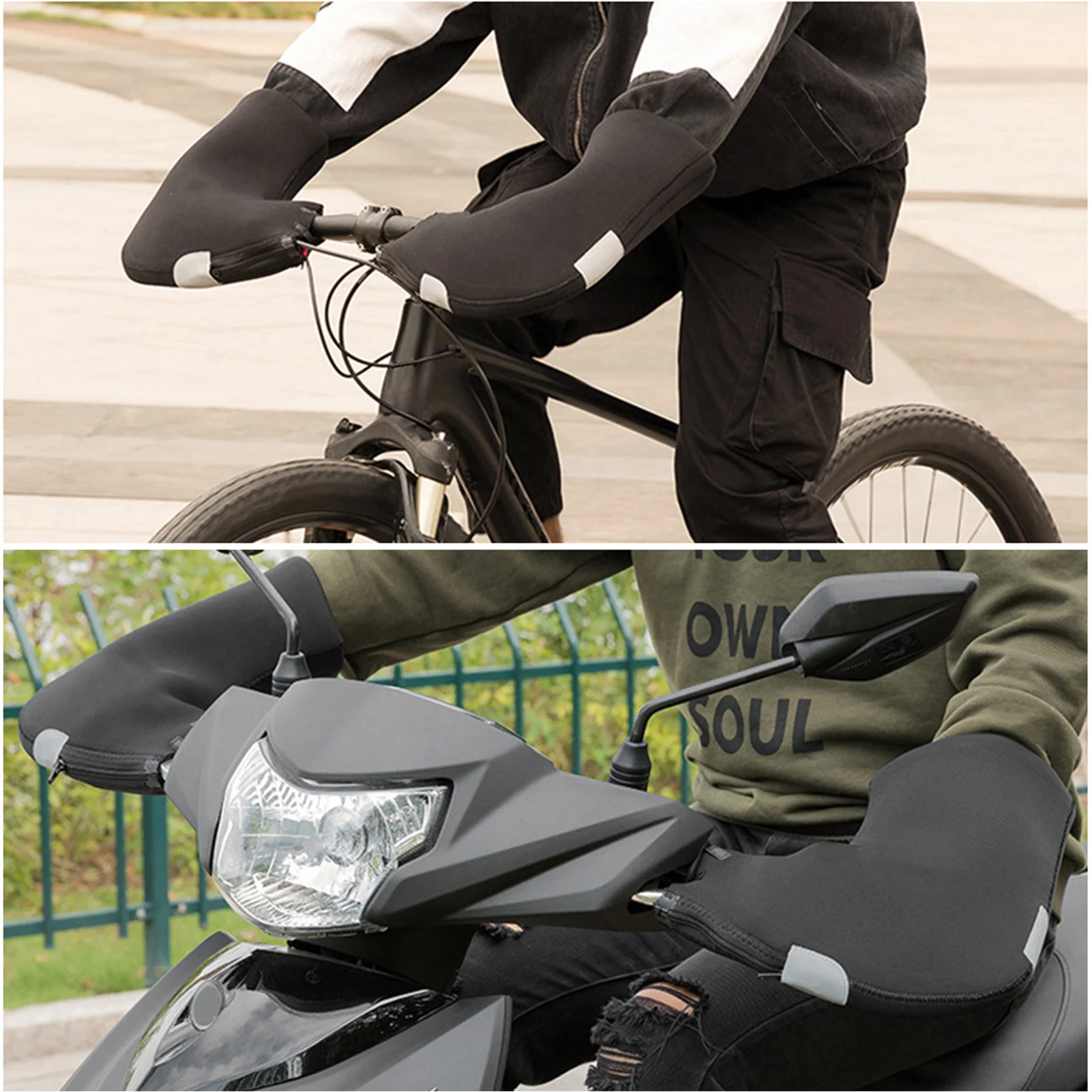 冬用自転車ハンドルバー暖かい手袋防風バイクミトン寒い天候通勤 - Winter Cycling Commute のレビューと価格