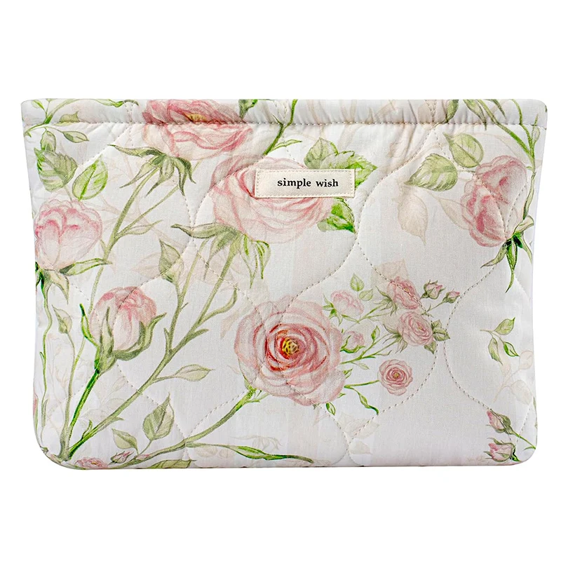 CLBXZ001 Quilted Floral Cotton Makeup Pouch,Coquette Quilted Cosmetic Bag for Women and Girls