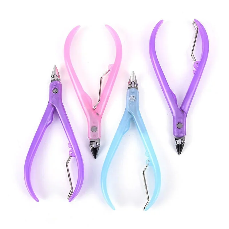 1Pc Useful Pro Nail Scissors Random Color Stainless Steel Cuticle Cutter Nippers Clipper Tool Home Manicure