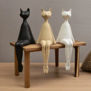 

Creative Resin Lucky Cat Figurine With Hanging Legs Home Decor For Living Room TV Cabinet Bookshelf Kids Room Feng Shui Ornament