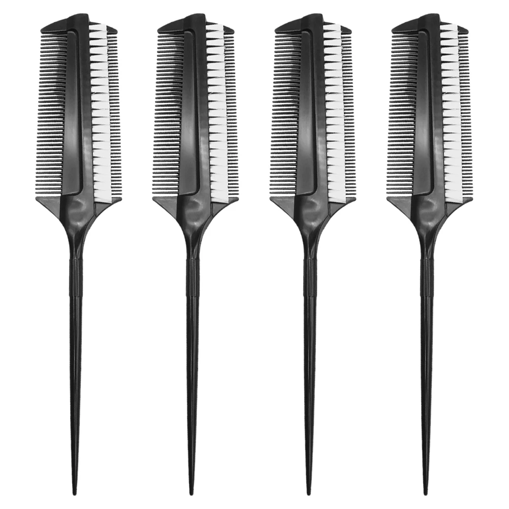 

4pcs Dual Sided Hair Dye Brushes Set High Temp Resistant Styling Tool For Salon Women Tinting Applicator Comb Sharp Tail Teasing