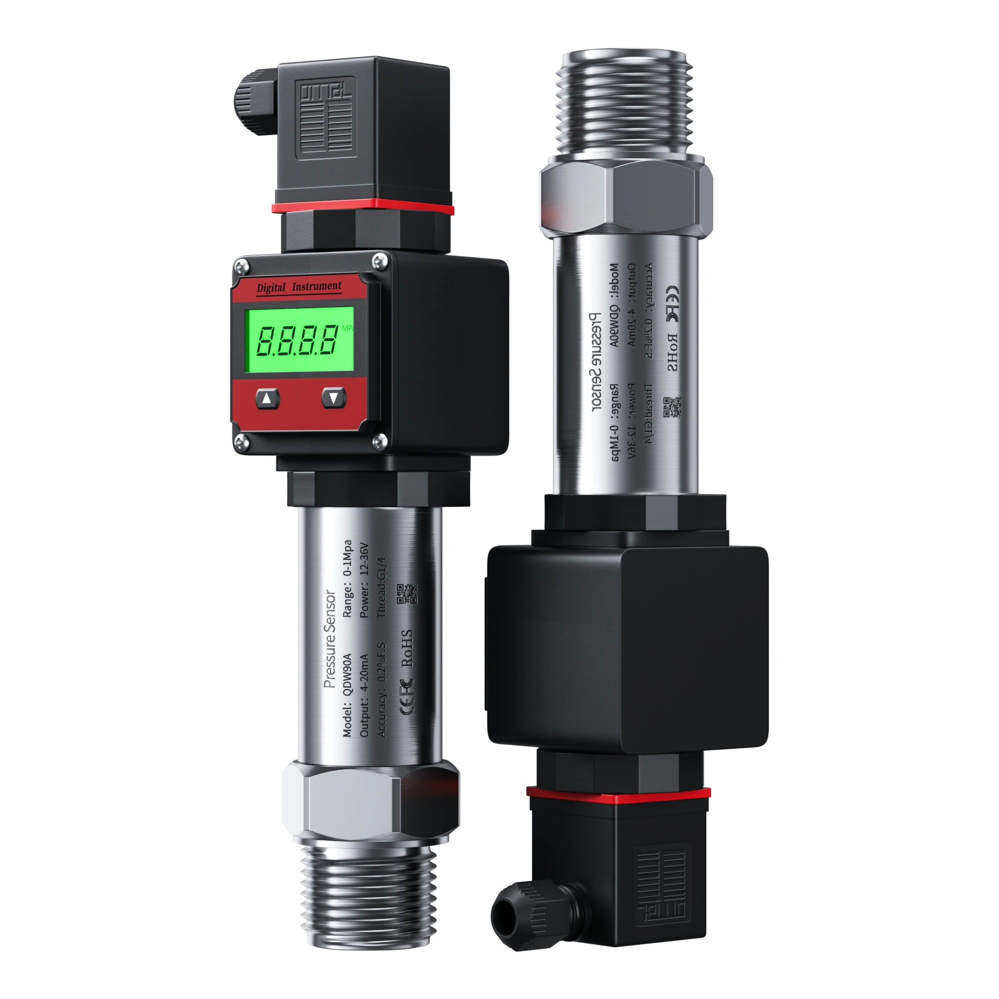 0-100bar 0-200bar to 4-20mA Hydrostatic Digital Pressure Transmitter M20*1.5 G1/2 Hersman LCD Display Pressure Transducer