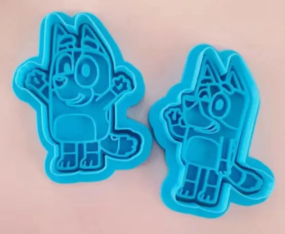 Bluey Cookie Molds Cartoon Anime 3D Solid Mold Press Plastics Baking Tool Cute Parent-child Interaction Kids Birthday Gifts