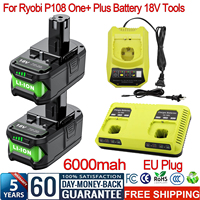6Ah For RYOBI P108 18V One+ Plus Battery 18 Volt Lithium-Ion Power Tools P104 P107 RB18L50 RB18L20 P108