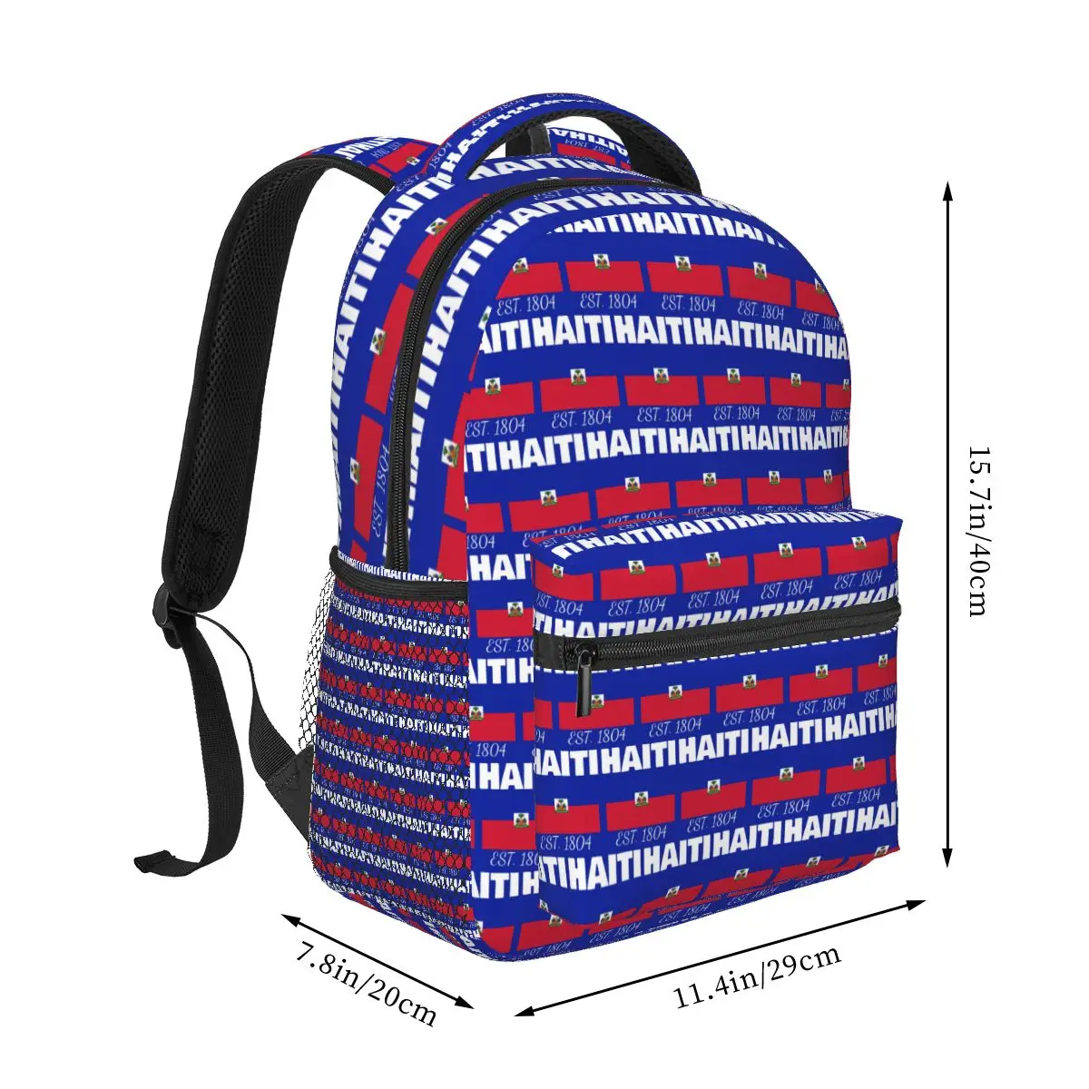 Haiti EST. 1804 Independence Haitian Flag Merch Backpack Hot Sale Daypack Large Capacity BookBag School Bag Shoulder Bags