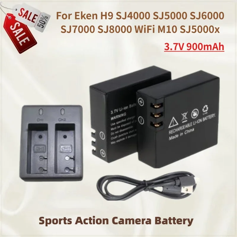 

High Quality Sports Action Camera Battery 3.7V 900mAh for Eken H9 SJ6000 SJ7000 SJ4000 SJ5000 SJ8000 WiFi M10 SJ5000x Brand New