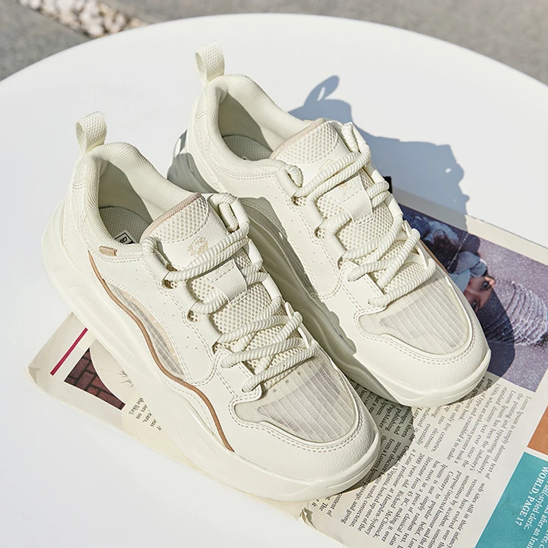 QIAODAN Yunfan Women's Skateboarding Shoes 2025 New Balanced Plaid Mesh Breathable Lightweight Soft Sneakers QXL052252512