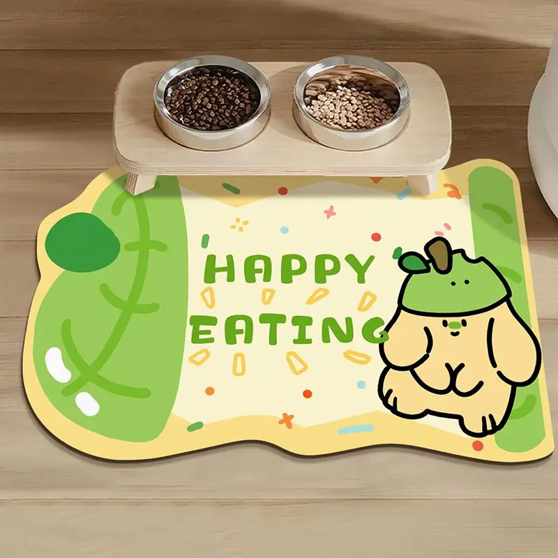 

VIKAMA Cartoon Cute Pet Food Mat, Anti-slip, Water-absorbing, Leak-proof and Easy-to-maintain Mat, Dog Food Mat, Cat Food Mat