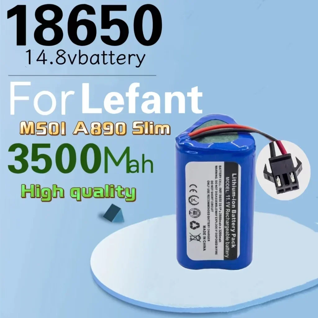 Rechargeable 18650 battery pack 12V lithium Battery replacement For Lefant M501 A890 Slim Robot Vacuum  Accessories Parts 2600ma