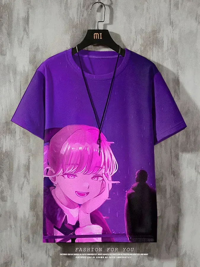 Herren-T-Shirt mit Anime-Mädchen-Motiv, 3D-Druck, sexy und attraktiv, lässiges, lockeres Street-T-Shirt, kurzärmelig, Rundhalsausschnitt. – Detail 21