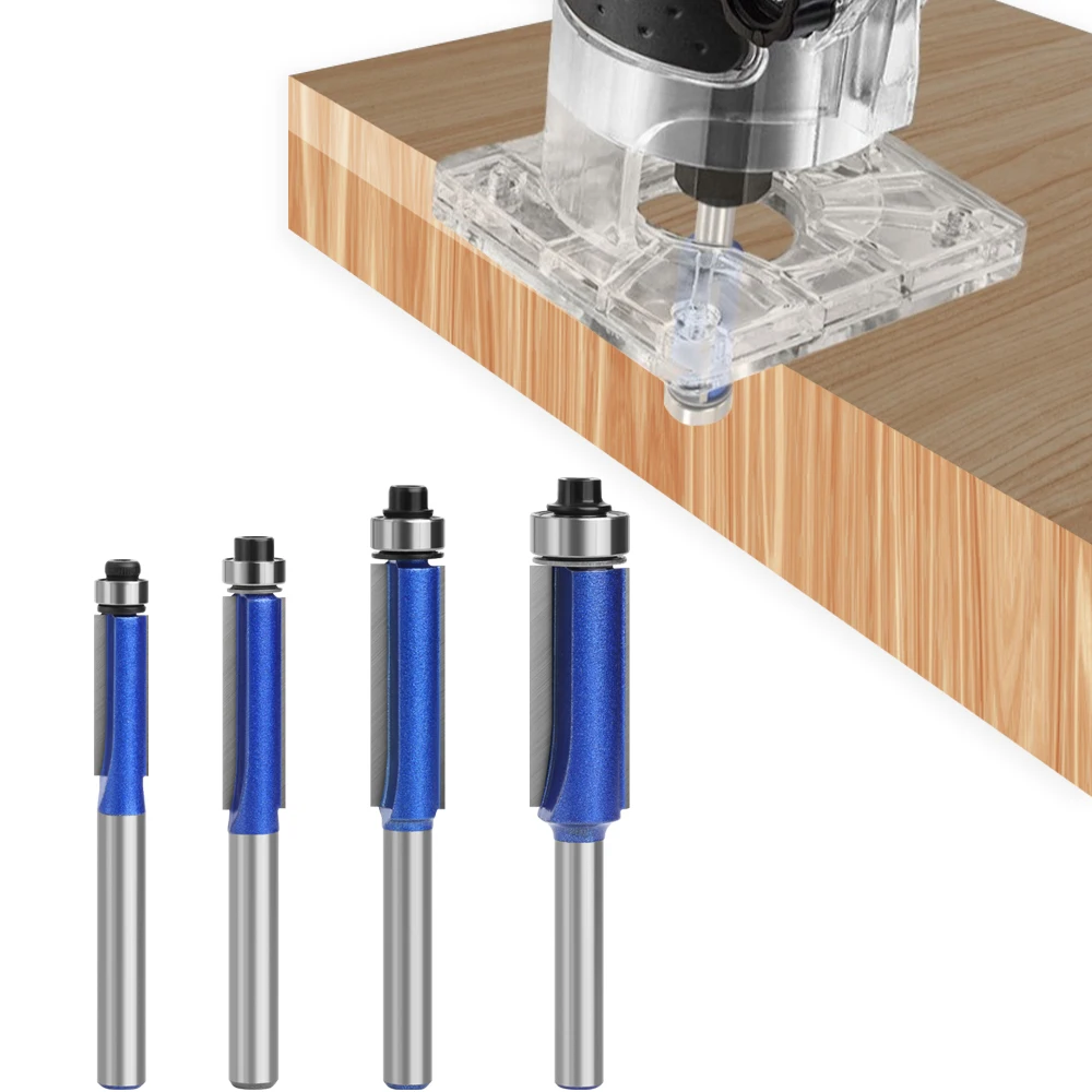 LAVIE 4pcs 6mm  Shank High-Quality Milling Cutter Flush Trim With Bearing Router Bit Set For Woodworking