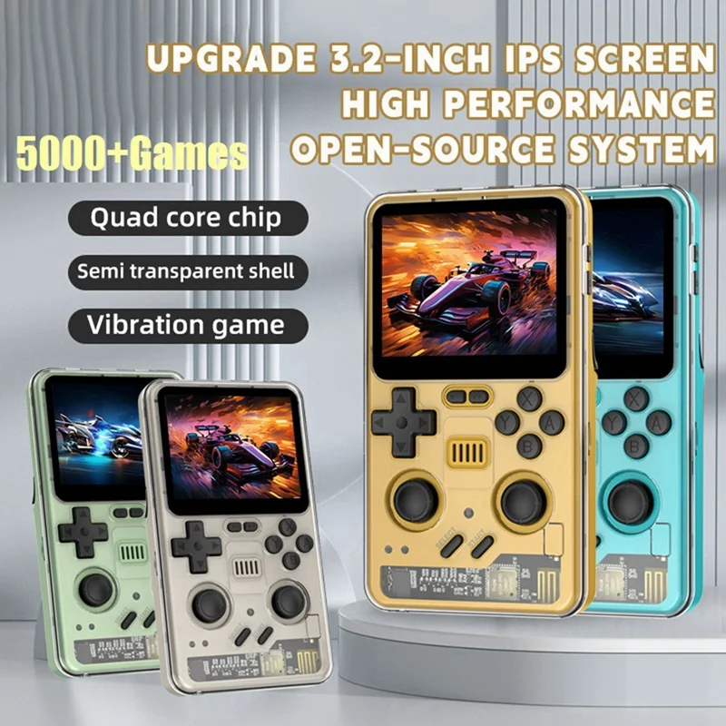 RGB20PRO Retro Handheld Game Console 64GB 3.2Inch IPS Screen Built-In Wifi+Bluetooth For GB/GBA/GBC/PSP Simulator