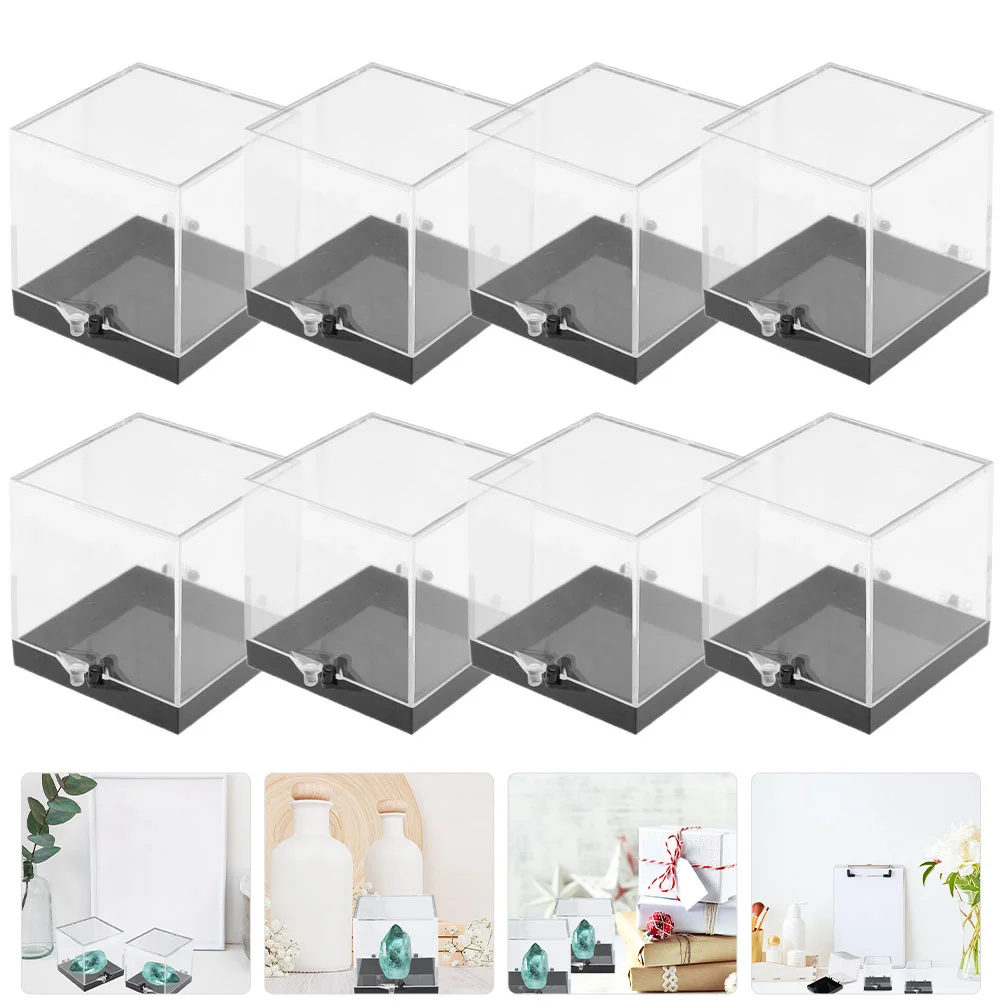 8 Pcs Storage Case Specimen Display Container Bins Box Mineral Clear Boxes Plastic Tiny Square Cases