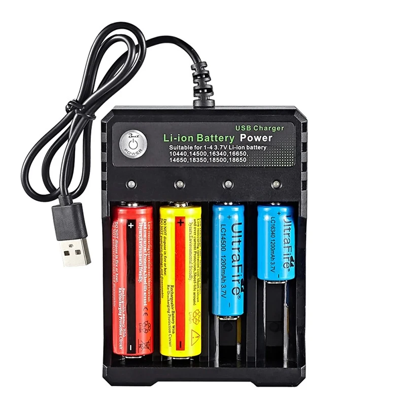 2/3/4 Slots 18650 Battery Charger USB Li-ion Portable Power Charging 4.2V 14500 16340 16650 14650 18350 Lithium Battery Chargers