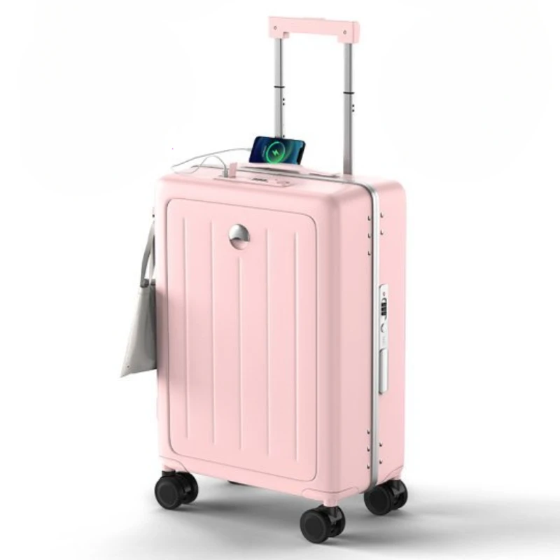 New Front Opening Rolling Luggage Travel Suitcase 18 20 Carry-on Box Unisex Student Trolley Case Large Capacity Trunk Password