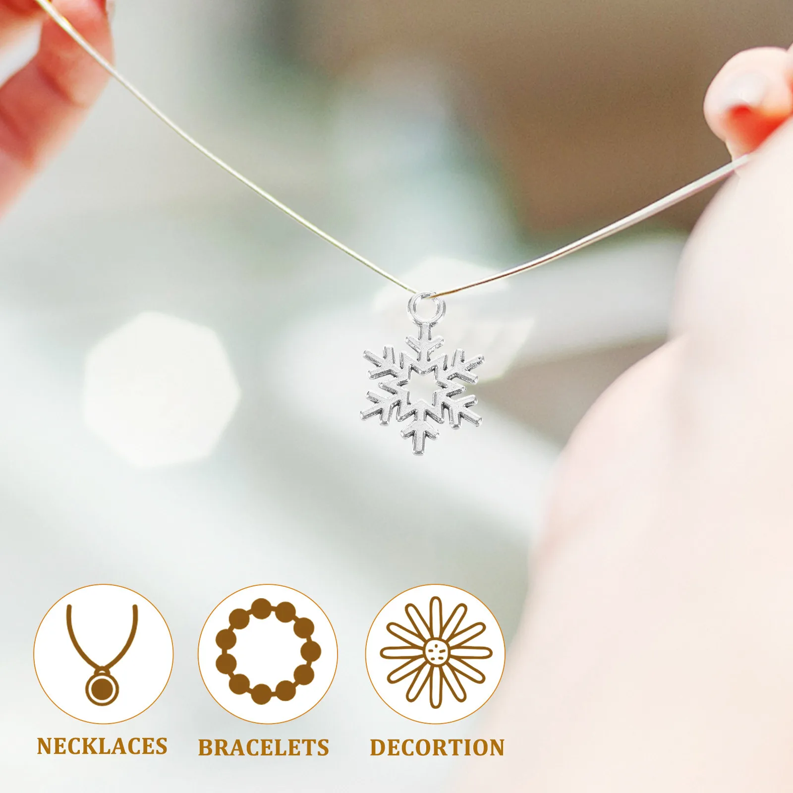 

100 шт. подвесок-снежинок для украшений, аксессуары из сплава для рукоделия, рождественские украшения, декор для изготовления украшений, подвески-снежинки