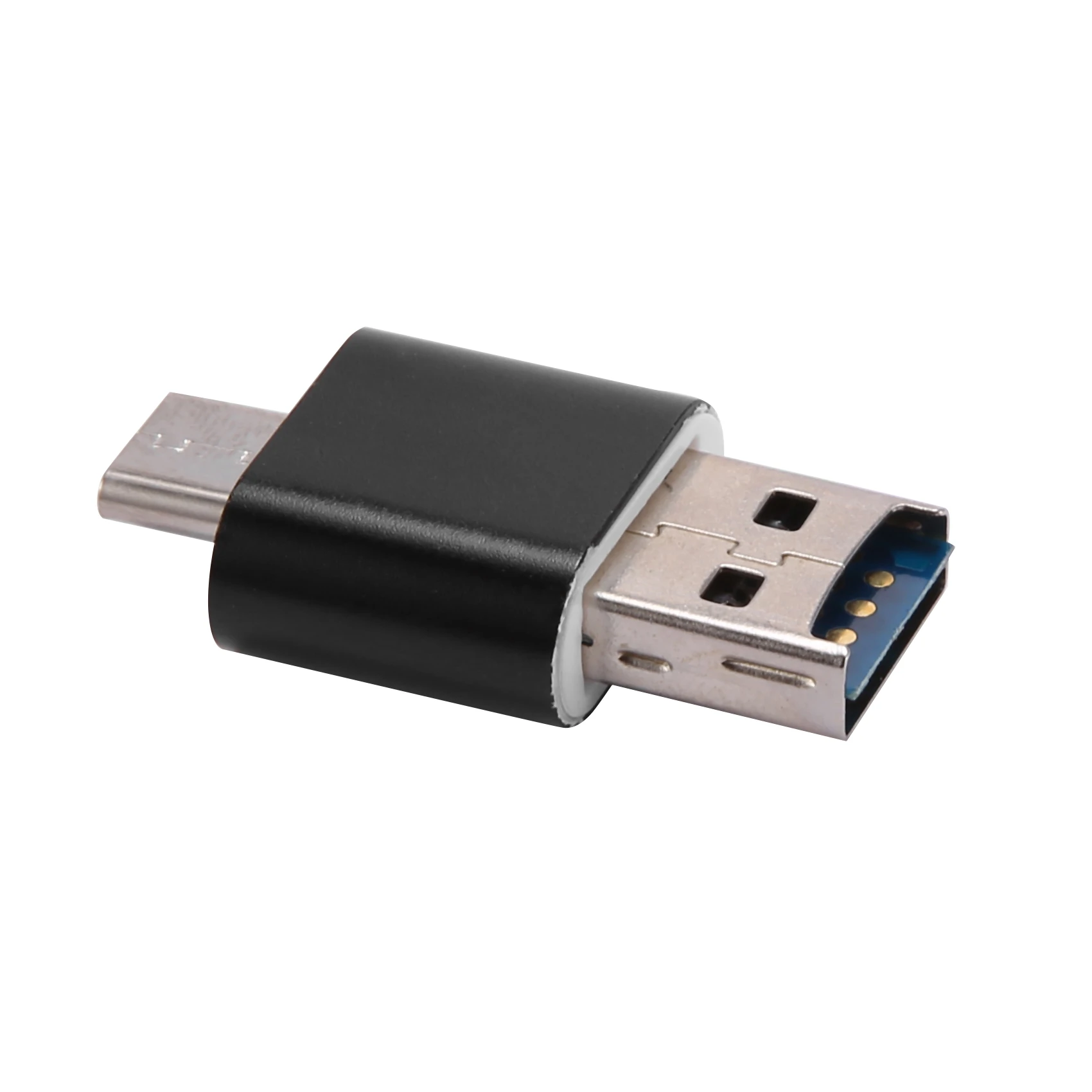 Pembaca kartu USB aluminium tipe C, OTG micro-sd/TF pembaca kartu memori eksternal Adapter untuk ponsel komputer (hitam)