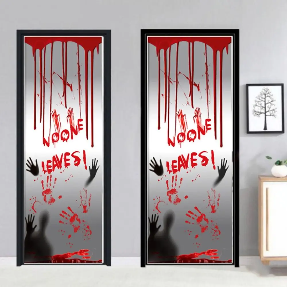 Horrible Blood Fingerprints Door Stickers Decorative 200*90cm Halloween Glass Stickers PE Halloween Decorative Door Sticker